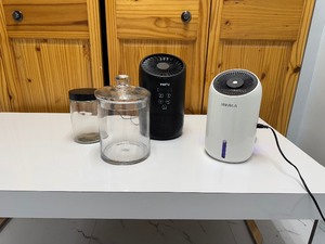 lot 41 image: Air Purifier, Humidifier, and (2) Glass Jars