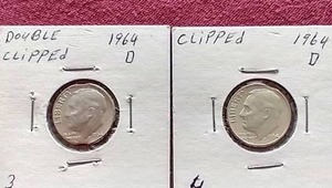 lot 31 image: (2) Clipped Die Error Silver Dimes