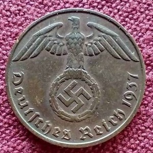 lot 41 image: 1937 German Third Reich 1 Pfennig Coin