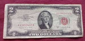 lot 58 image: 1953 Red Seal $2 Note
