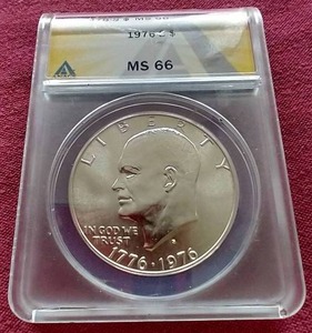 lot 59 image: 1976-S Eisenhower Silver Dollar - ANACS MS66