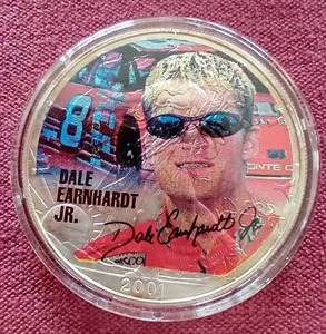 lot 66 image: Colorized Dale Earnhardt Jr American Silver Eagle