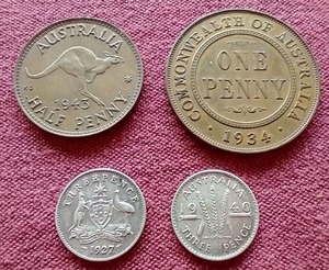 lot 71 image: (4) Vintage Australian Coins - (2) Silver