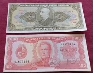 lot 76 image: (2) Vintage Uncirculated South American Currency Notes