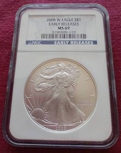 lot 84 image: 2008-W American Silver Eagle - NGC MS69