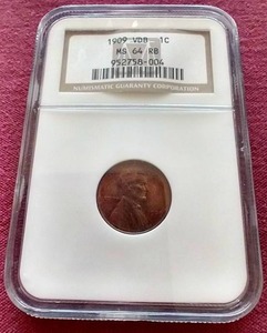 lot 91 image: 1909 VDB Wheat Penny - NGC MS64 RB
