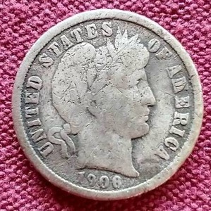 lot 109 image: 1906 Barber Dime