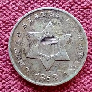 lot 110 image: RARE 1852 3 Cent Silver Coin