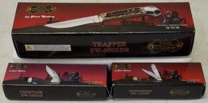 lot 20 image: Steel Warrior Knives - (1) Trapper SW - 600SBR (1) Choctaw SW - 105OX (1) Saddlehorn SW - 111DWB