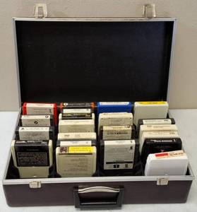 lot 26 image: Collection of Vintage 8 Track Tapes & (1) Carry Case (See Photos)