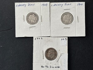 lot 12 image: Barber and Roosevelt Silver Dimes