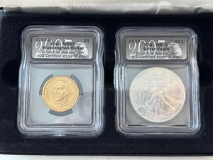2007 Silver Eagle MS70 and Presidential Dollar MS65 ICG Set #150 of 895