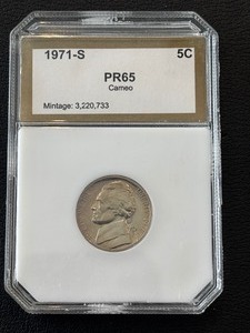 lot 4 image: 1971-S Jefferson Nickel Proof PCI PR65