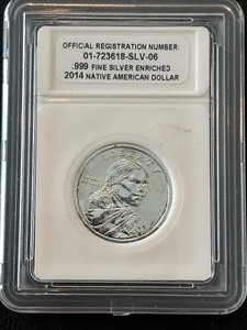 lot 6 image: 2014 Native American .999 Fine Silver Enriched Dollar
