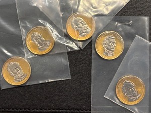 lot 64 image: Presidential Dollar Coins Silver Layered