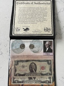 lot 94 image: Jefferson Nickels and $2 Dollar Notes