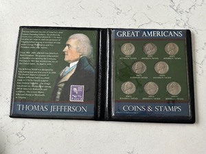 lot 97 image: Jefferson Nickels and Stamp