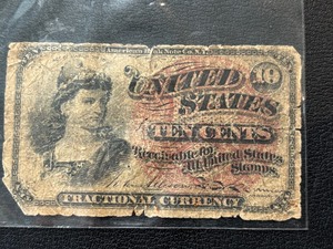 lot 107 image: 1863 Red Seal 10 Cent Fractional Currency