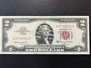 lot 132 image: 1963 A Red Seal $2 Dollar Note Uncirculated