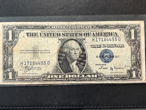 lot 136 image: 1935 B Blue Seal $1 Dollar Silver Certificate