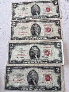 lot 137 image: 1953 Red Seal $2 Dollar Notes