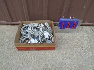 lot 133 image: Box of 10 stainless braided water lines. As shown.