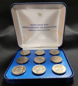 lot 2 image: Set of Nine Susan B. Anthony Dollars Mint Proof (1979,1980,1981)
