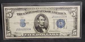 lot 19 image: 1934 5 Dollar Blue Stamp (Silver Certificate)