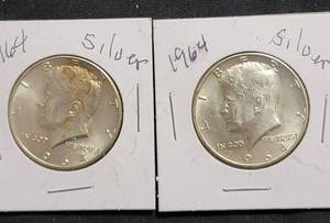 lot 21 image: 2  - 1964 Kennedy Silver Half Dollars