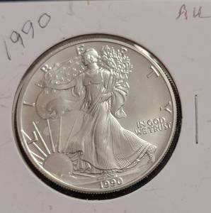 lot 28 image: 1990 1 Oz. Silver Eagle