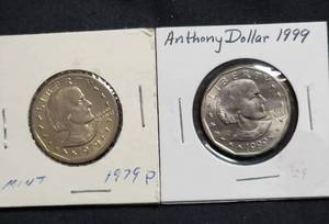 lot 33 image: 2 Susan B. Anthony Dollars