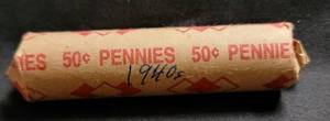 lot 35 image: 1 Roll of Wheat Pennies (40s)