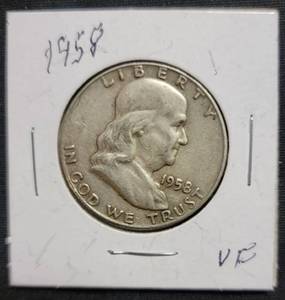 lot 47 image: 1958 Franklin Half Dollar - Silver