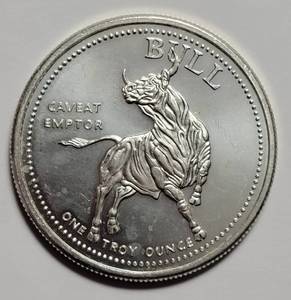lot 50 image: 1 Troy Oz. Fine Silver Round   - BEAR