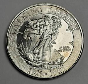 lot 52 image: 1 Troy Oz. Silver Round - Walking Libery 1916-1947