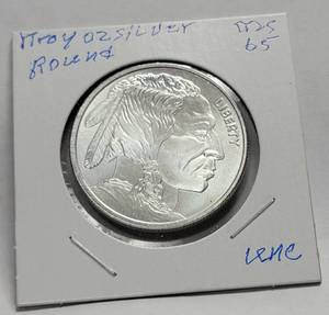 lot 56 image: 1 Troy Oz. Fine Silver Buffalo Round