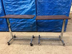 lot 82 image: Lot of 2 Lumex GF8901-1A Overbed Patient Tray Tables - In Good Condition
