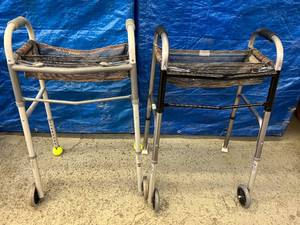 lot 50 image: Lot of 2 Medline Guardian 07722-8 Walker and WRX381506 Adult Walker With Mesh Baskets - In Great Condition