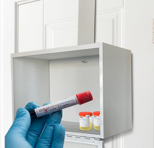 lot 23 image: NEW Heavy-Duty Metal Blood Urine Biohazardous Material Specimen Sample Lock Box With Keys - Tiny Scuff On Corner