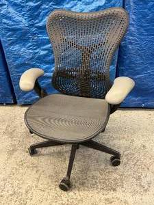lot 39A image: MSRP $1300 High Quality Herman Miller Mirra Executive Office Fully Adjustable Mobile Mesh Back Chair -Triflex Polymer Back, Adjustable Lumbar Support, Tilt Limiter & Seat Angle, Adjustable Arm Rests & More - Great Pre-owned Condition
