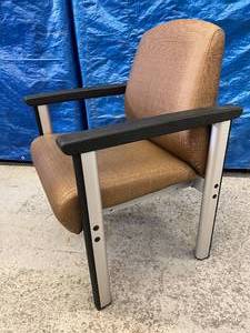 lot 62B image: MSRP $1800 IOA Healthcare Furniture Interlock Series Heavy Duty 500lb Capacity Reception Waiting Room Office Guest Seating Upholstered Padded Arm Chair - Excellent Condition  12 Year Warranty