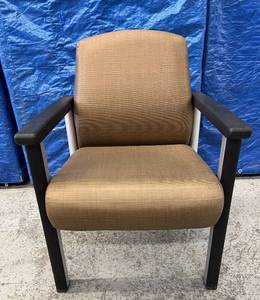 lot 62A image: MSRP $1800 IOA Healthcare Furniture Interlock Series Heavy Duty 500lb Capacity Reception Waiting Room Office Guest Seating Upholstered Padded Arm Chair - Excellent Condition  12 Year Warranty