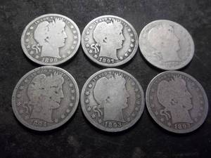 lot 31 image: 6-Silver Barber Quarters