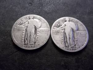 lot 34 image: 1926 S, 1927 Standing Libery Silver Quarters