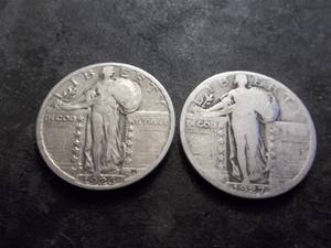 lot 35 image: 1926 , 1927 Standing Libery Silver Quarters