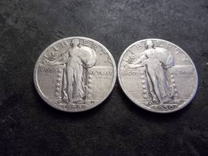 lot 38 image: 1930 S , 1928 S Standing Libery Silver Quarters