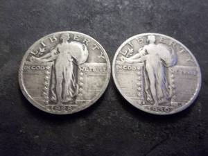 lot 39 image: 1930 S , 1928 S Standing Libery Silver Quarters