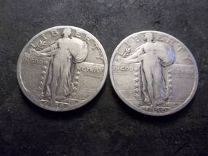 lot 40 image: 1930 S , 1928 S Standing Libery Silver Quarters