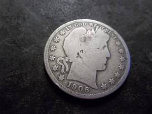 lot 45 image: 1906 D Barber Silver Half Dollar