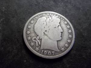 lot 48 image: 1907 Barber Silver Half Dollar